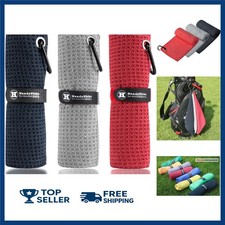 Handy Picks Microfiber Golf Towel 16" X 16" with Carabiner Clip, Waffle Pat...