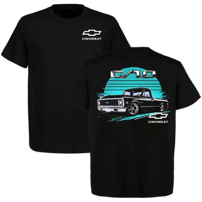 Chevy C10 1970 Vintage Truck Sunset Graphic T-Shirt Double Sided Tee