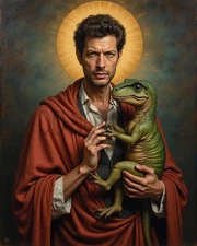 Jeff Goldblum "Saint Goldblum" AI Generated Image Oil Paint Style 8X10 Print