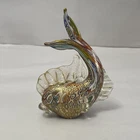 Vintage Murano Millefiori Art Glass Fish Figurine Gold 4.5” Tall  /Broken