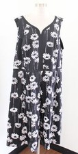 Talbots Black White Daisy Floral Print Sleeveless Flare A Line Dress Size 24W