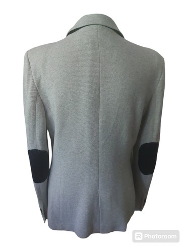 Zara Basic Größe XL graue Jacke mit marineblauen Ellbogenaufnäher & Taschenklappen - Bild 4 von 8