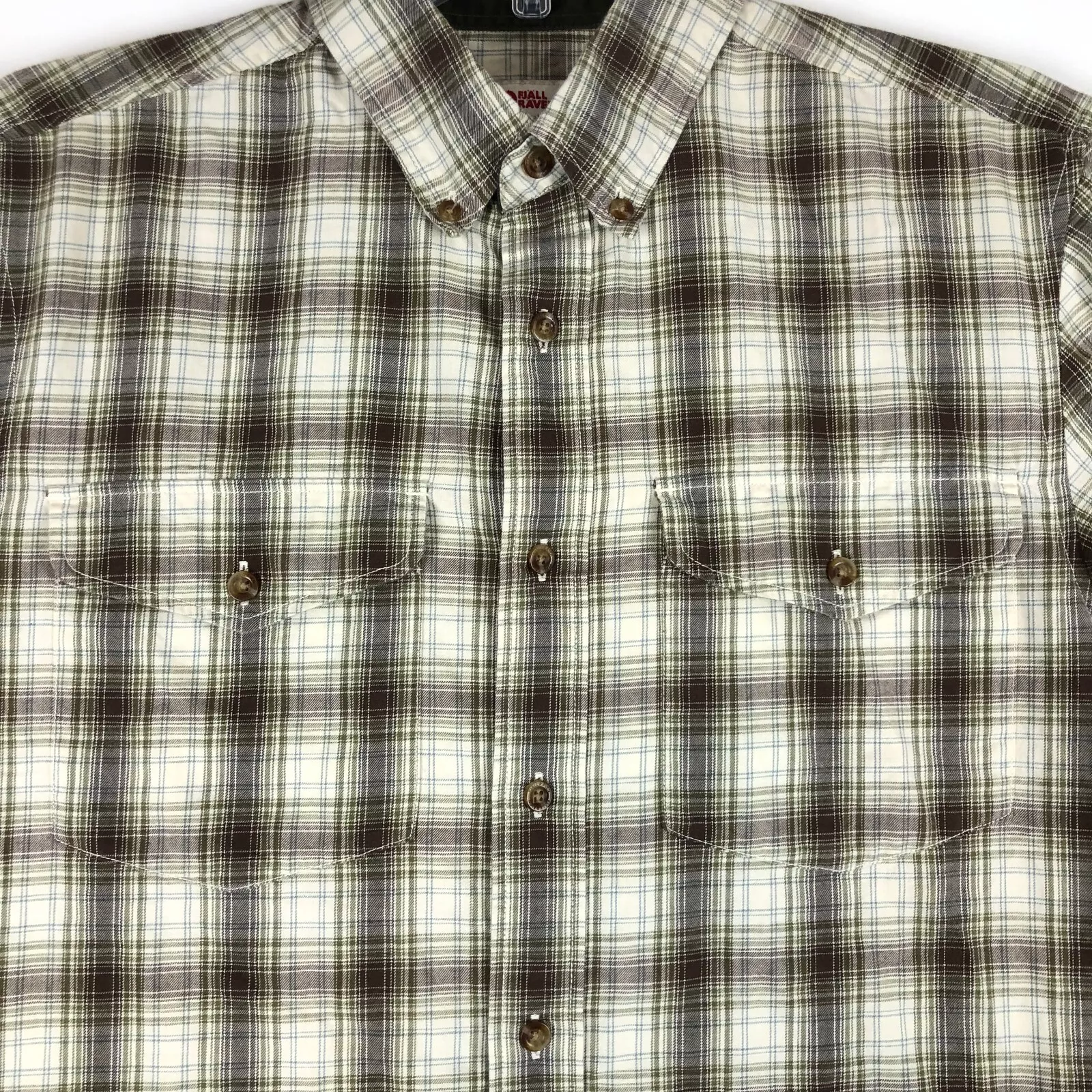 fjallraven sarek wool cotton silk flannel button down trekking plaid shirt