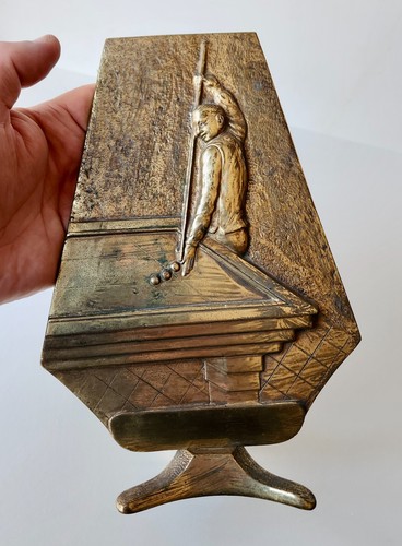 UNUSUAL ART DECO BRONZE SCULPTURE - BILLIARD / SNOOKER PLAYER - SIGNED J MARTENS - Picture 2 of 11