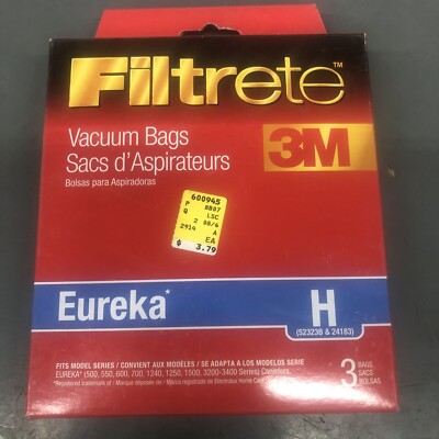 Eureka! Type H Vacuum Bags 3pk 500, 550, 600, 700, 1240, 1250, 1500, 3200-3400