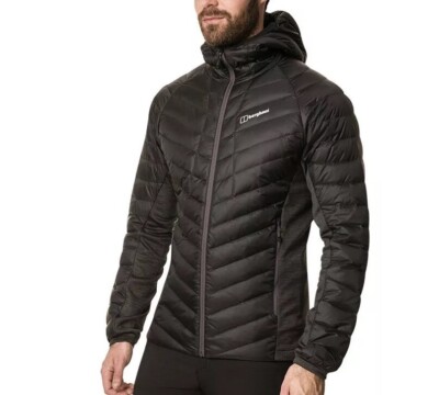 Berghaus Tephra Herren schwarz Jacke Daunen isoliert Stretch leicht reflektierend
