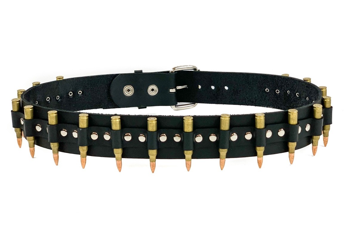 Genuino 5.56 Brass Ammo Bullet Belt con puntas Disfraz de fantasía para  Army Steam Punk Rock n Roll Gótico Black Metal Novedad Heavy Emo -   México