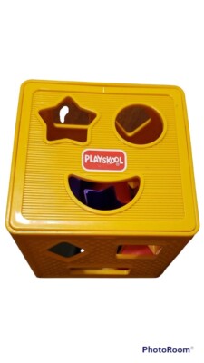 Playskool Form Fitter Shape Sorter Cube Block Child Toy Colors Learning Vintage