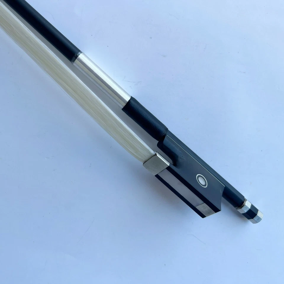 NEW 3/4 Carbon Fiber Violin Bow Ebony Frog 3/4-Round Stick Real Horse Hair - Image 4 of 4