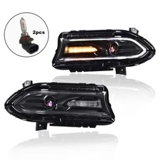 Fit For Dodge Charger 2015-2023 Projector Headlights LED DRL Halogen Lamps Pair