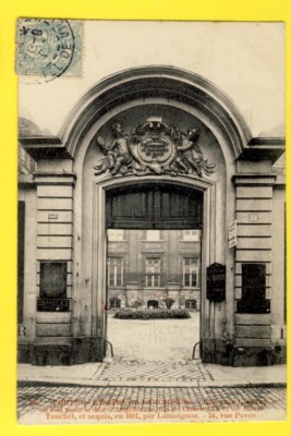 cpa FRANKREICH PARIS Porte de L'HÔTEL Erbaut 1550 sagt LAMOIGNON Delisle Bronziers