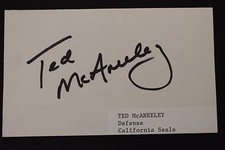 TED McANEELEY CALIFORNIA SEALS Autographed NHL Hockey Signed 3x5 Card 15A 