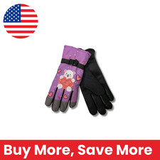 Children's Love Anti-Slip Winter Gloves - Purple with Strap Buckle
