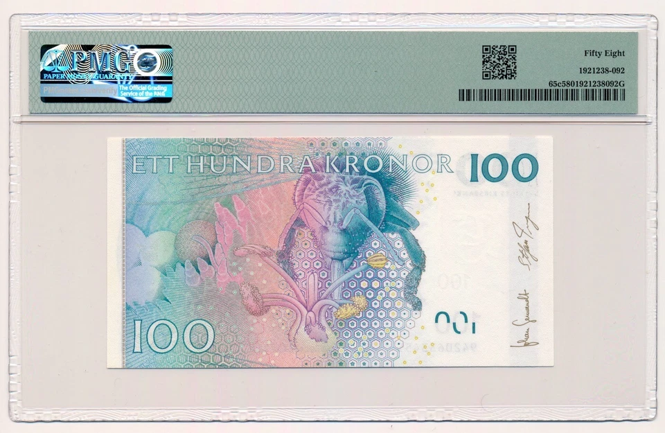 SWEDEN banknote 100 Kronor 2009 PMG AU 58 Choice About Uncirculated - Image 2 of 4