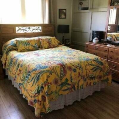 Baumwolle Kantha Quilt Handarbeit Indische Tagesdecke Pfauenmuster Bettwäsche...