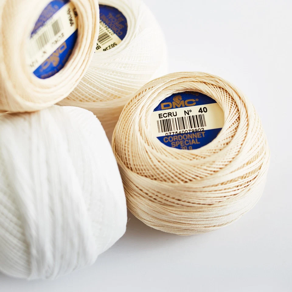 DMC Cordonnet Lace Crochet Cotton Yarn Thread Blanc White Ecru Cream Size 20-100 - Image 2 of 4
