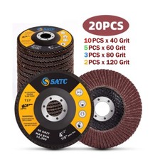 20PCS 4.5 inch Flap Disc 4-1/2 x7/8" 40-120 Grit Grinder Sanding Grinding Wheels