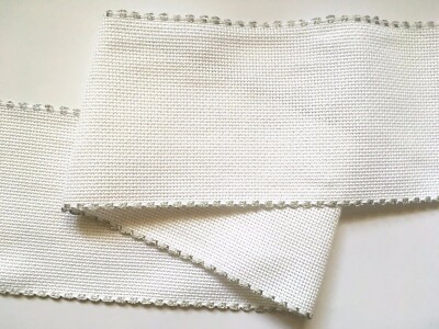 1 M Weiß 14 Zahl Aida Band 10.2cm 100mm Breit Silber Bogenkante Zweigart