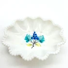 Westmoreland Bowl Oval Crimped Nappy Beaded Edge White Milk Glass 6" USA VTG