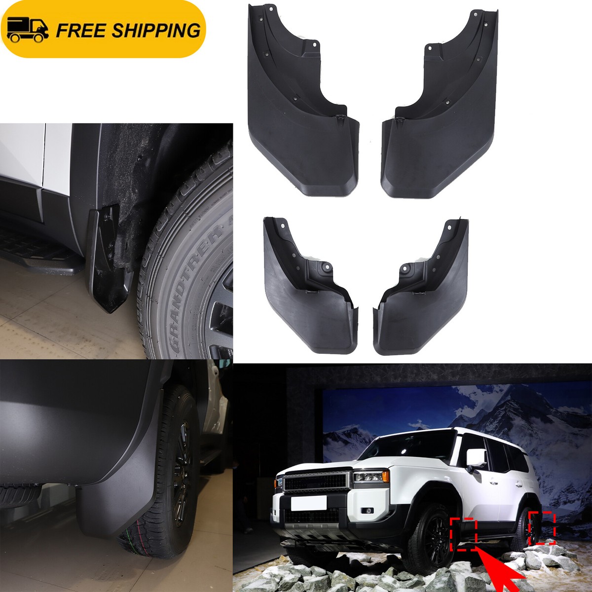 4pcs Front & Rear Splash Guards Mud Flaps For Toyota Land Cruiser