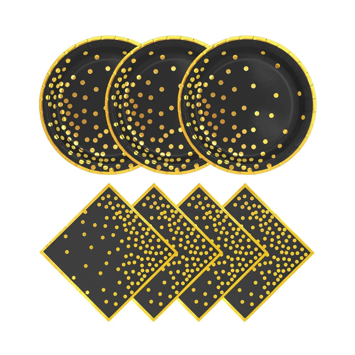 Black white and sale gold paper plates