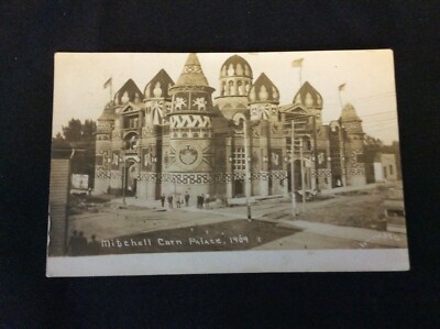 1909 CORN PALACE Mitchell, South Dakota Real Photo Postcard RPPC Postmarked 1909