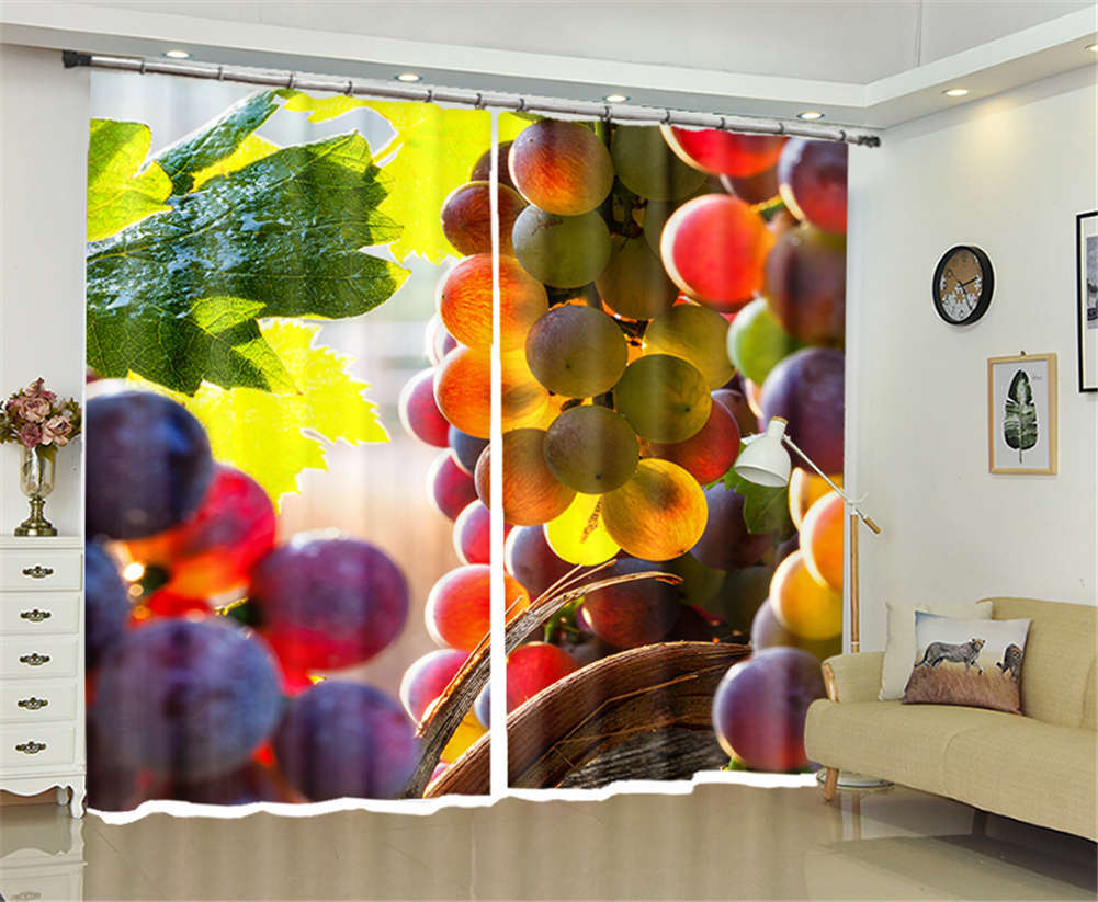 Sunlight Grape Frame 3D Curtains Blockout Photo Printing Curtains Drape Fabric