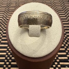 Hand Crafted Coin Ring Argentina Size 6 3/4
