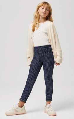 Ysabel Mora warme Thermo Leggings Punkte marino jeans