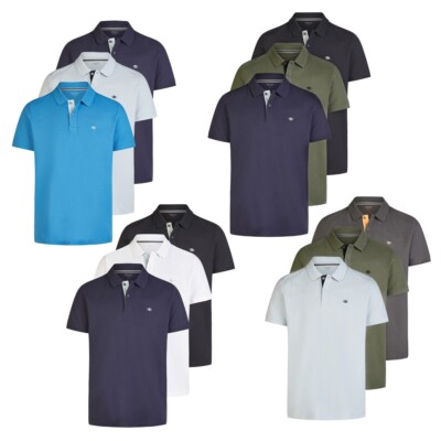 Tom Tailor Poloshirt Herren Kurzarm Baumwolle Regular Fit 3er Set-Pack Shirt