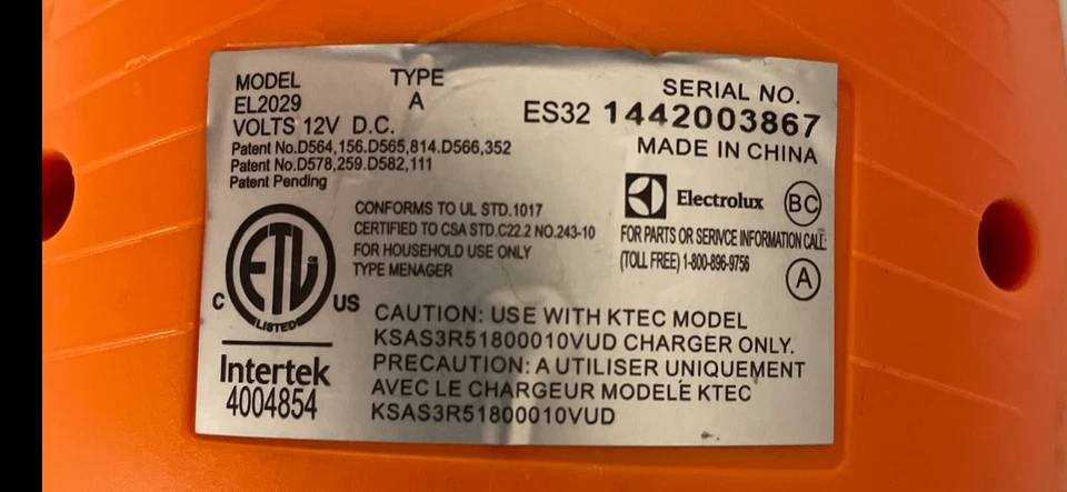 Paquete de baterías para aspiradora Electrolux 12V EL2029 TIPO A Foto 3 de 3