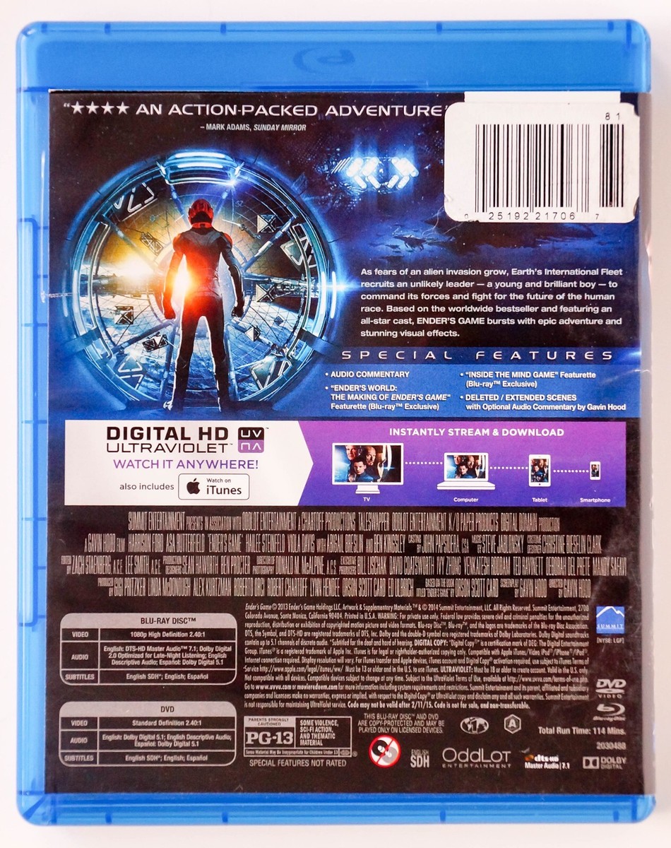 Ender's Game [Blu-ray + DVD] NO Digital HD, Harrison Ford