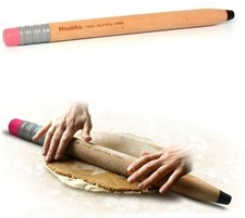 Large Wooden Rolling Pin Non Stick Novelty Pencil Pastry Dough Cooking Baking UK