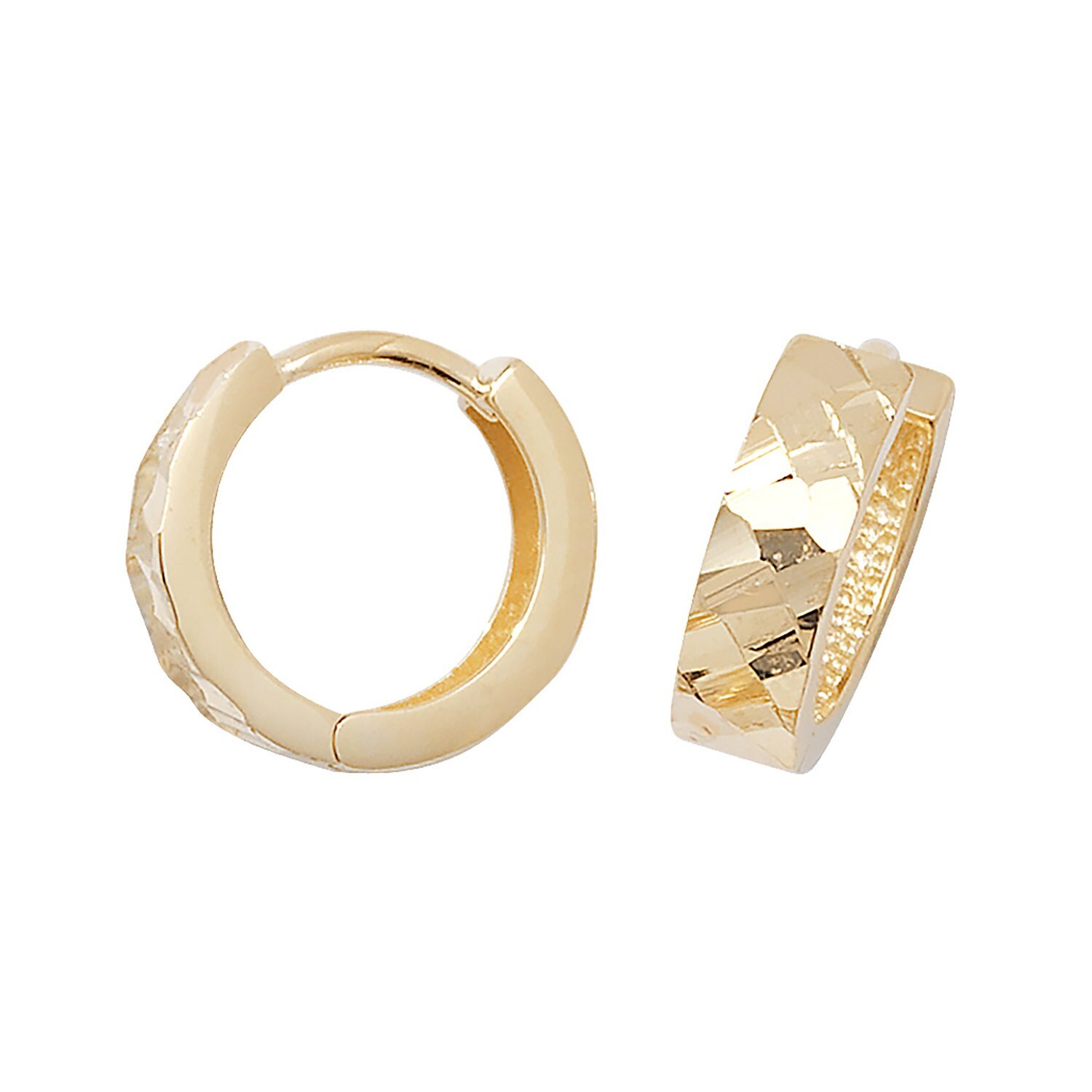 9ct Oro Amarillo Dc Aro Pendientes Británico Hecho 375 Contraste Nuevo Caja