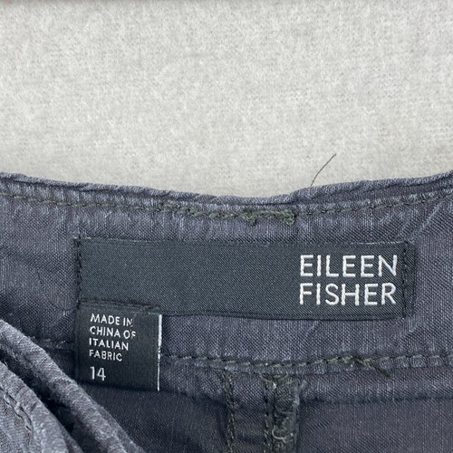 EILEEN FISHER Skirt 14 Linen Viscose Stretch Pencil Straight Pleat Gray - Picture 6 of 10