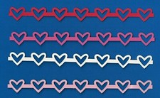 Heart Border Die cuts - 8 pcs 8" long ANY COLOR S - Valentine Die Cuts - Journal