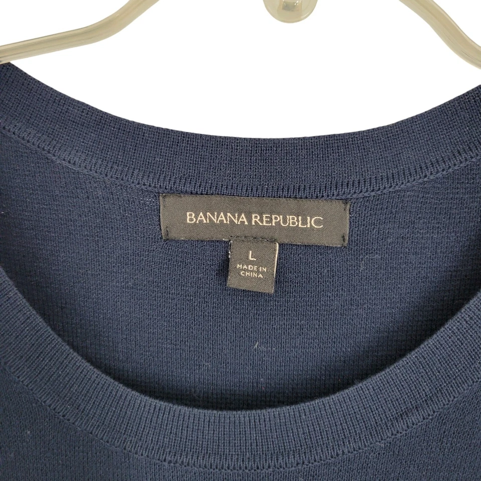 Banana Republic A Line knit Dress Midi Blue Preppy Twee dark academia stretch - Image 2 of 3