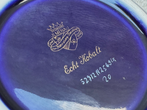 ECHT KOBALT BOWL J.L. MENAU COBALT BLUE GOLD LEAF VICTORIAN FLORAL VINE DESIGNS - Picture 2 of 10