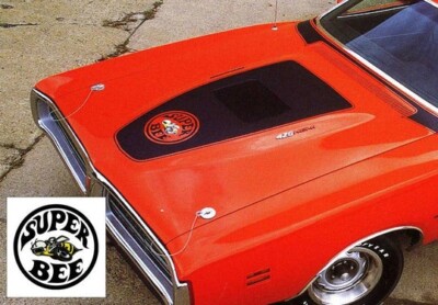 1971 DODGE CHARGER SUPER BEE BLACKOUT HOOD DECAL - BEE LOGO Falt Black