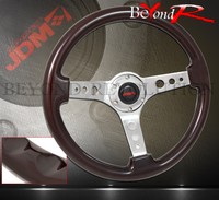 For Lotus 345mm Rally Drift Deep Dish Steering Wheel Wood Grain D. Brown + Horn on sale For Lotus 345mm Rally Drift Deep Dish Steering Wheel Wood Grain D. Brown + Horn on sale