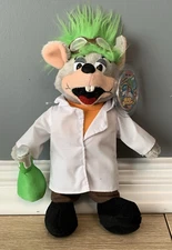 Chuck E. Cheese Mad Scientist White Coat Green Hair Plush 2011 Limited Edition