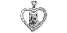 Pit Bull Jewelry Sterling Silver Handmade Pit Bull Pendant  PT16-TP