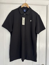 Image of BNWT G-Star Raw Men's Dunda Slim Polo Shirt Black Top Size XL Premium Stretch