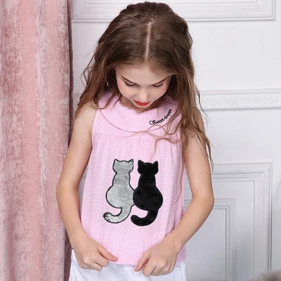 2pcs patchs brodés de paillettes patch en forme de chat appliques bricolage - Photo 1/4