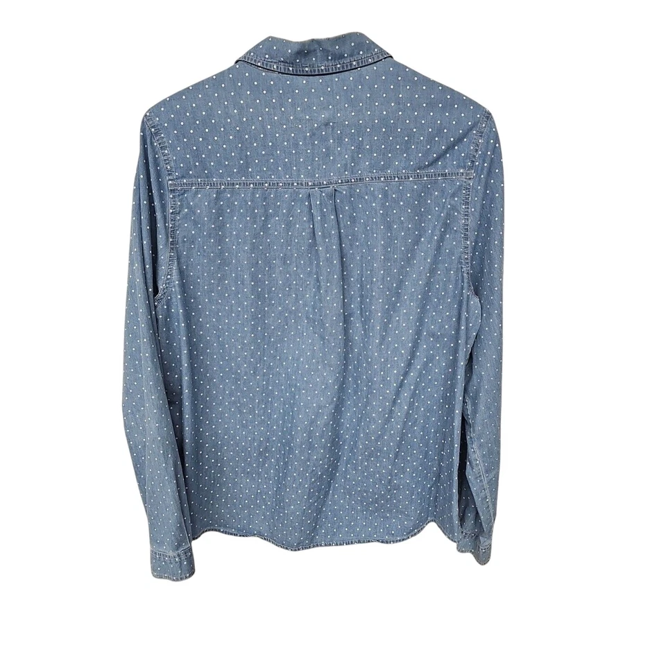 Camisa De Colección Para Mujer XL Cambray Abotonada Lunares Manga Larga Grunge Foto 4 de 4