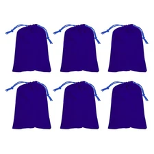 6Pcs Velvet Drawstring Bags, 9x7 Inch Soft Gift Bags Jewelry Pouches, Blue