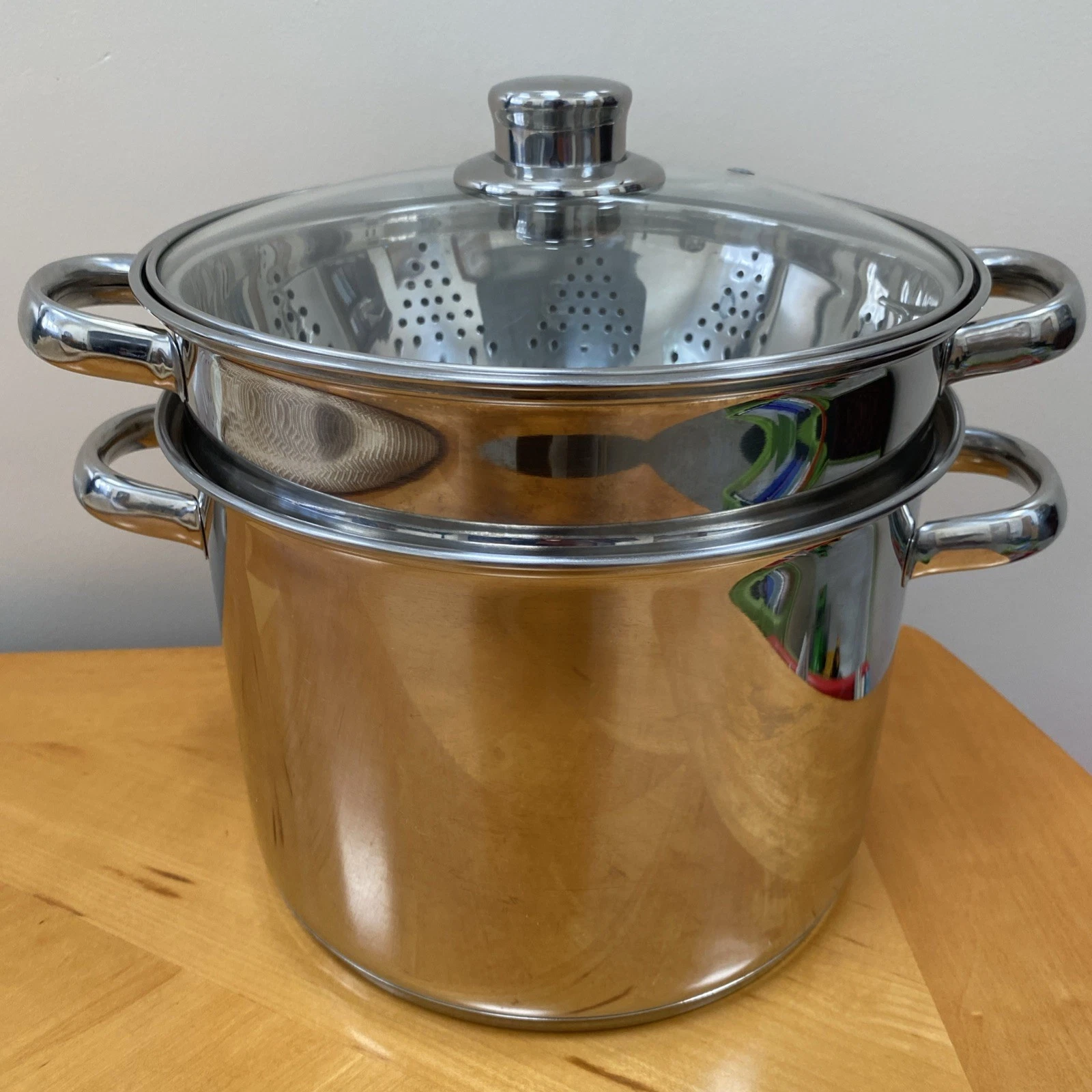 STAINLESS STEEL 8QT DOUBLE STOCK POT & STEAMER