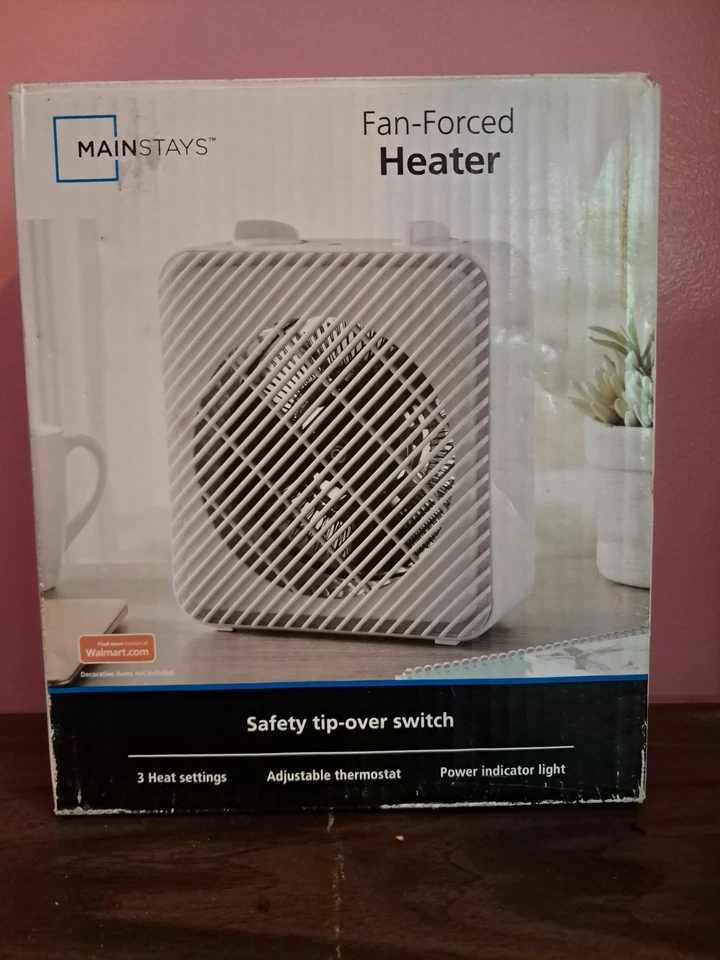MAINSTAYS 1500W 3-Speed Eletric Fan-Forced Space Heater HF-1008W, White - Image 2 of 4