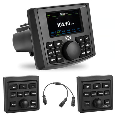NVX VMPS35 Marine Stereo + 2 Waterproof Wired Remotes + Y-Adapter Bluetooth