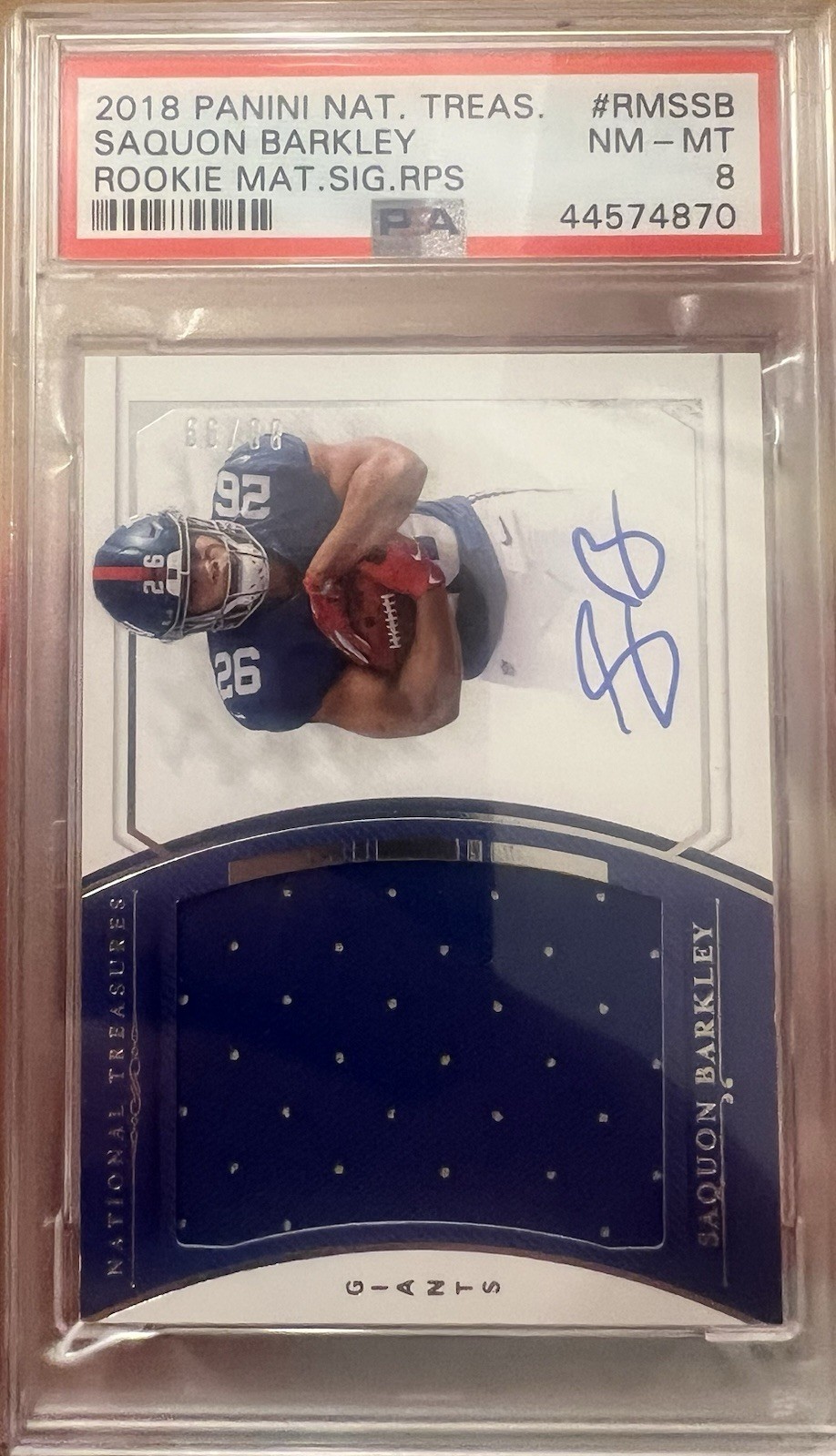 Saquon Barkley Panini National Treasures Rookie Material Signatures Rps #RMSSB Base